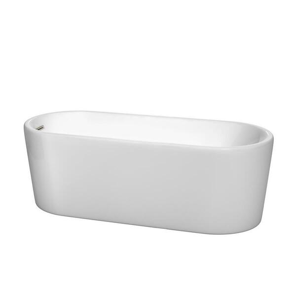 Wyndham Collection Freestanding Bathtub, White With Brushed Nickel Trim - 67 In. WCBTK151167BNTRIM